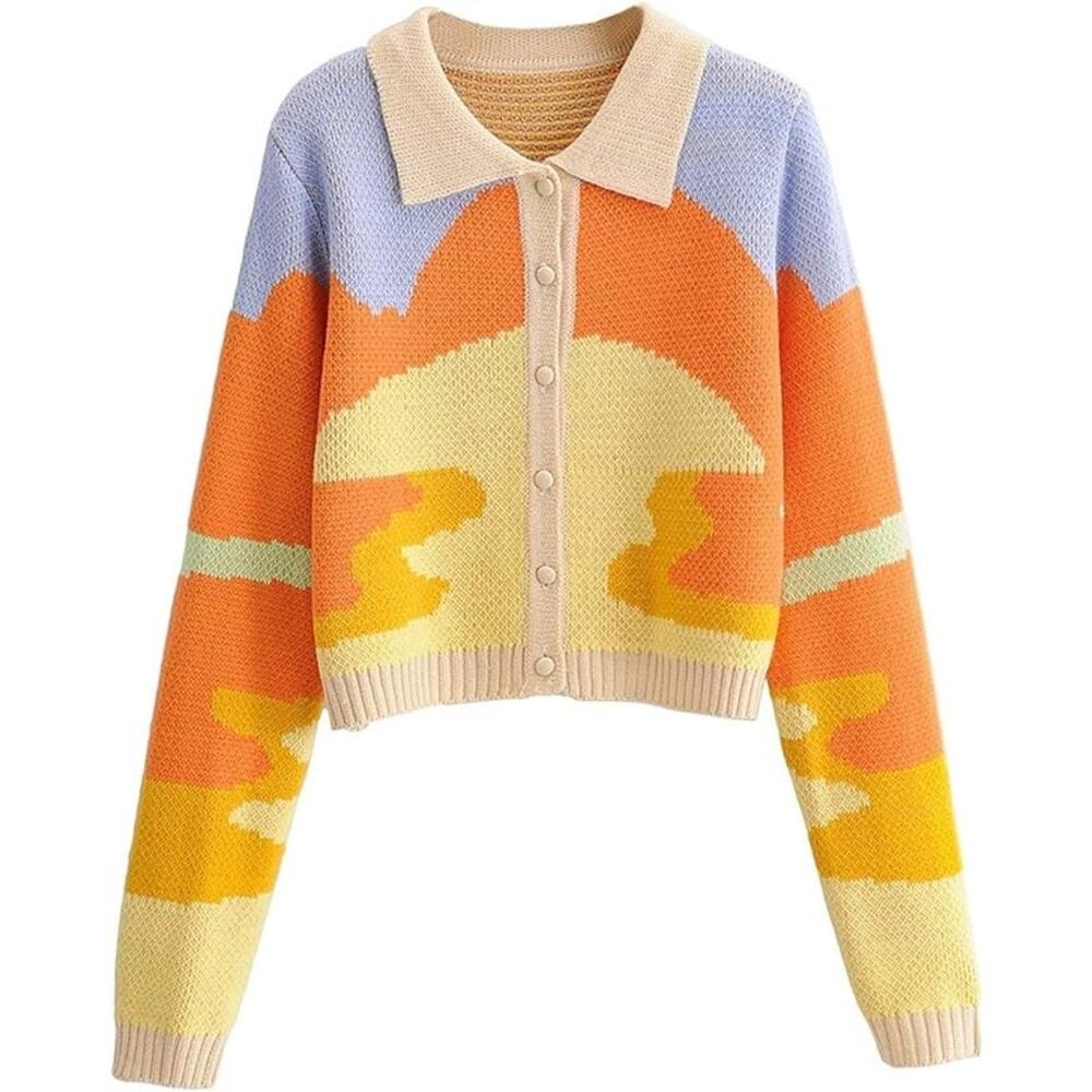 Y2K Button Down Casual Knit Sweater. Size Large